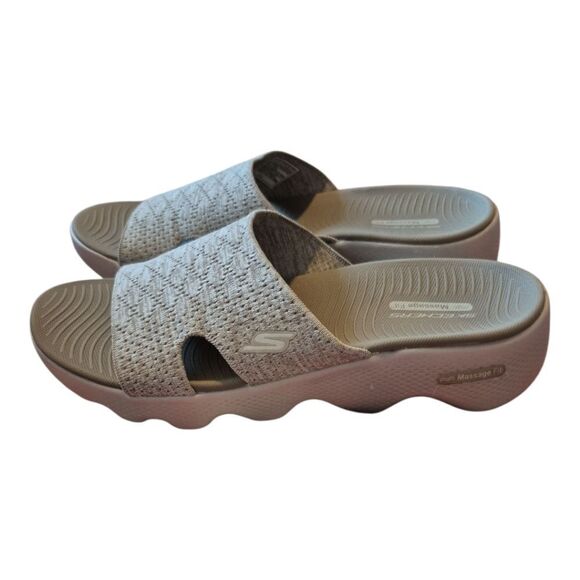 Skechers GO WALK Massage Fit Sandal Slide Womens 11 Taupe - Picture 3 of 8